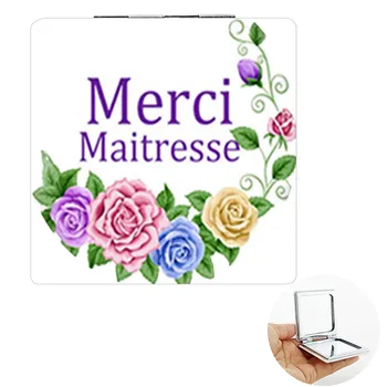 Милый Цветок Merci Maitresse Зеркало Для Макияжа с Фотопечатью Super Maitresse Из Искусственной Кожи Компактное Складное Портативное Карманное Зеркальце FYQ60