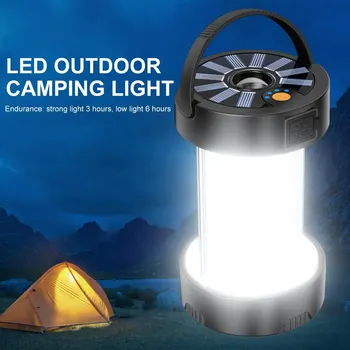 Многофункциональный светильник для палатки, светодиодная лампа Type-C, наружные портативные солнечные водонепроницаемые лампы аварийного освещения, перезаряжаемый фонарик