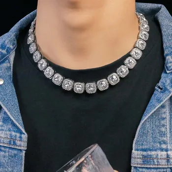 Модная вещь в стиле хип-хоп, мужское ожерелье с крупной цепочкой из горного хрусталя