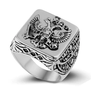 Модное мужское кольцо-печатка, имперские кольца с двойным орлом, мужские панк-гербы, Большое кольцо для мужчин, лучший подарок