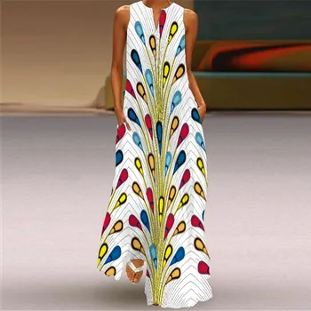 Модное новое женское платье с V-образным вырезом и 3D-печатью 2023 года, большое и тонкое женское платье