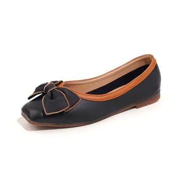 Модные женские туфли на плоской подошве с узлом-бабочкой, мягкие удобные женские туфли на плоской подошве без застежки, женские туфли-лодочки, большие размеры 41 A4883