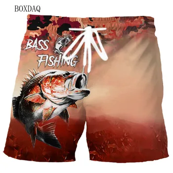 Модные мужские шорты для рыбалки, камуфляжные пляжные шорты с 3D рыбным принтом, Летние Свободные повседневные мужские шорты оверсайз 6XL