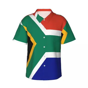Мужская рубашка с короткими рукавами и флагом ЮАР, повседневная пляжная одежда, индивидуальные топы