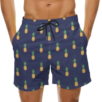 Мужские быстросохнущие плавки Slim Fit, плавки, мужские купальники, модный дизайн в виде ананаса, удобные пляжные шорты