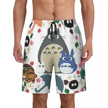 Мужские плавки с принтом My Neighbor Totoros, Быстросохнущая пляжная одежда, пляжные шорты-бордшорты Studio Ghibli Anime Boardshorts