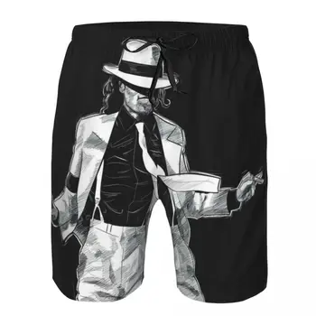 Мужские пляжные шорты Майкла Джексона, быстросохнущий купальник для фитнеса, Забавные уличные забавные 3D шорты
