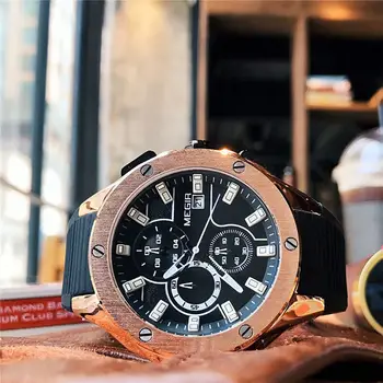Мужские часы MEGIR Модные Роскошные деловые наручные часы Relogio Masculino из силикона, водонепроницаемые часы с датой и функцией подсветки