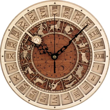 Настенные часы Большая гостиная Венеция Астрономические Деревянные кварцевые часы 12 Созвездий Большой Маятник Фреска SC361