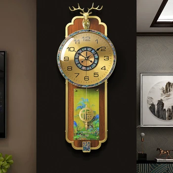 Настенные часы, новые китайские латунные настенные часы для гостиной, креативные часы с роскошной атмосферой, настенные кварцевые часы для ресторана
