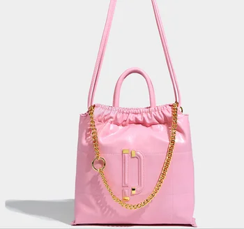 Новинка 2022 года, высококачественная модная кожаная сумка-тоут в стиле ретро с цепочкой, дизайнерская женская роскошная сумка через плечо, через подмышку.