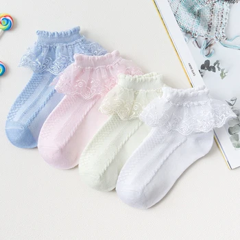 Новые Детские Сетчатые носки с кружевными оборками, короткие носки на щиколотках, летние носки для маленьких девочек, дышащие носки Принцессы для танцев для девочек