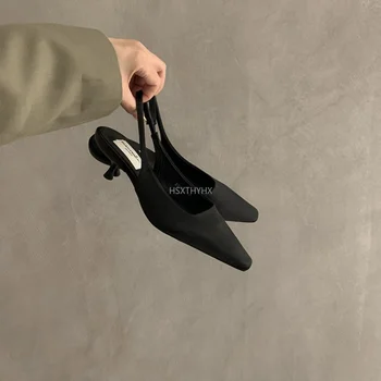 Новые летние женские босоножки на высоком каблуке, модные женские туфли-лодочки с острым носком, модельные туфли с эластичной резинкой, Zapatos Mujer, роскошная обувь