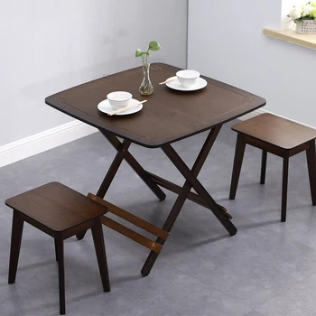 Обеденный стол из скандинавского бамбука для домашней мебели Квадратный обеденный стол Бытовой свет Роскошь Простота Ресторанные складные столы