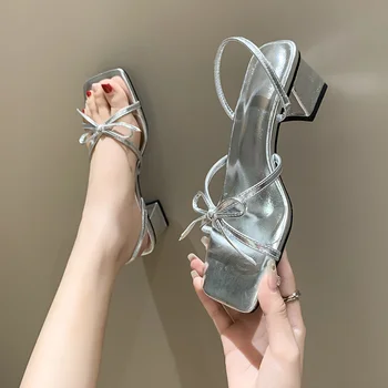 Обувь для Женщин 2023, Высококачественные Женские Босоножки с галстуком-бабочкой, Продаются Как Горячие пирожки, Женские Босоножки На Высоком каблуке С Открытым носком 운동화