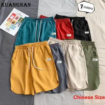 Однотонные шорты KUANGNAN для мужской одежды Корейская уличная Мужская одежда Спортивная Мужская Спортивная короткая баскетбольная одежда 5XL 2023 Лето
