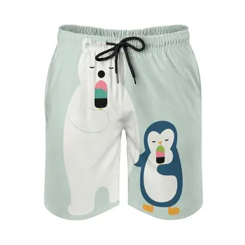 Оставайтесь хладнокровными Мужские спортивные пляжные шорты для бега Trunk Pants С сетчатой подкладкой Trunks Shorts Popsicles Polar Bear Penguin Cool