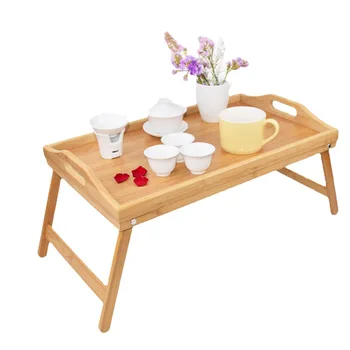 Открытый Портативный деревянный стол Бамбуковый поднос для завтрака Стол для ноутбука Стол для подачи чая и еды Складной стол для пеших прогулок кемпинга