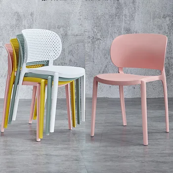 Пластиковые обеденные стулья, кухонная мебель, спинка табурета для взрослых, стол в скандинавском современном минималистичном стиле для ресторана, Утолщенный стул