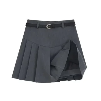 Плиссированная короткая юбка для женщин, зимняя Корейская одежда средней длины трапециевидной формы с тонкой талией 2023, женская юбка faldas y2k
