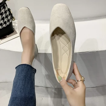 Повседневные тонкие туфли с большой плоской подошвой, женская корейская версия, простой квадратный носок, Мелкий каблук, Профессиональная рабочая обувь Doudou Shoes