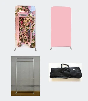 подставка размером 4 фута x 8 футов с двусторонним рисунком телефонной будки в виде розового цветка на фоне наволочек