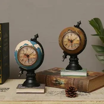 Полезные настольные часы, Прочный Часовой орнамент, Тонкая работа, Декоративная Винтажная настольная копилка в форме глобуса