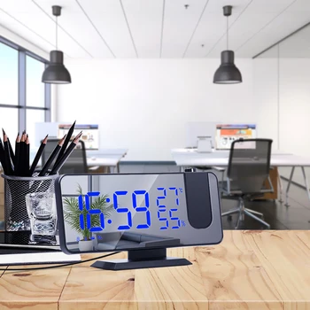 Проекционный будильник с автоматическим выключением Цифровой будильник с функцией памяти проектора Цифровые проекторные часы для дома спальни офиса