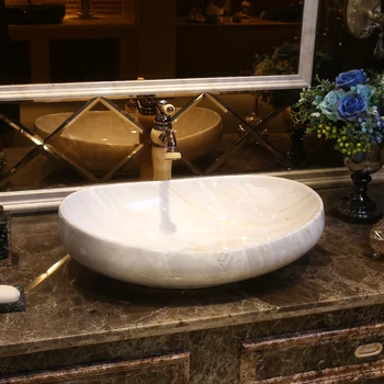 Простой Настольный Тазик Художественный Тазик в Европейском стиле Овальный Керамический Умывальник Для мытья посуды на платформе для мытья посуды