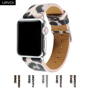 Ремешок URVOI для Apple Watch ultra series 8 7 6 5 4 3 2 1 SE из искусственной кожи с леопардовым принтом для iWatch microfiber modern