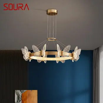 Роскошная светодиодная Люстра-бабочка SOURA Copper, 3 цвета, Подвесной Светильник, Специально Креативный Декоративный Светильник для гостиной-столовой