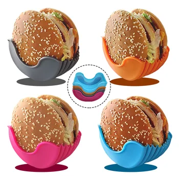 Силиконовый держатель для гамбургеров Бесконтактная посуда для приготовления пищи с защитой от падения Фиксированная коробка Моющиеся выдвижные гаджеты Кухонные принадлежности