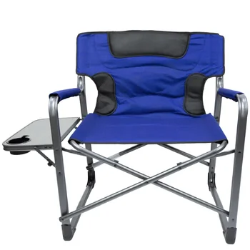 Складное мягкое кресло директора кемпинга с приставным столиком Синего цвета Для взрослых, легкие, прочные, устойчивые к ржавчине Уличные пляжные стулья