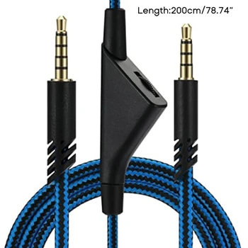 Сменный плетеный кабель гарнитуры для игровой гарнитуры A10 A40 Провод со встроенным колесиком регулировки громкости Шнур для наушников 87HC