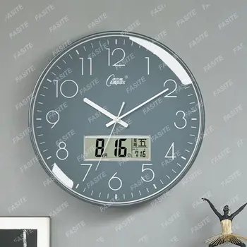Современные круглые светодиодные цифровые настенные часы Классические креативные бесшумные декоративные настенные часы Современный дизайн Relojes De Pared Wall Decor