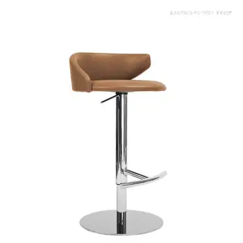 Современный минималистичный барный стул Домашний Минималистичный Кожаный барный стул С направляющей для подъема Стул на стойке регистрации Высокий табурет