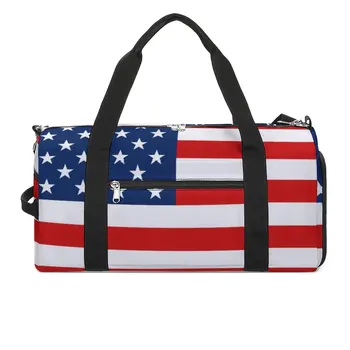 Спортивная сумка с американским флагом, 4 июля, сине-красная полоса, спортивные сумки для плавания, Пара изготовленных на заказ больших новинок, сумка для фитнеса, Оксфордские сумки