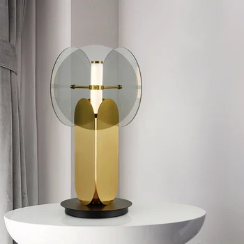 Стеклянная настольная лампа для гостиной, прикроватная тумбочка для спальни, кабинет, светодиодная настольная лампа