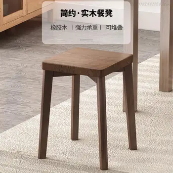 Табурет из массива дерева Домашний Креативный Квадратный табурет Может перекрывать Простой китайский обеденный стол в стиле ретро, мягкую сумку, экономичную небольшую скамейку