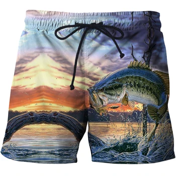 Тропические рыбы HD 3D Плавки шорты Мужские Забавные Рыболовные Бермуды Дышащие мужские Пляжные брюки для мальчиков Спортивные шорты Размер топа
