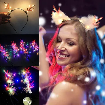 Украшения, Рождественский Рождественский Олень, светящаяся лента для волос, лента для волос, украшения для вечеринки #50 г