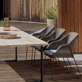 Уличный ротанговый стул для отдыха на террасе во дворе и в саду комбинированная мебель из алюминиевого сплава