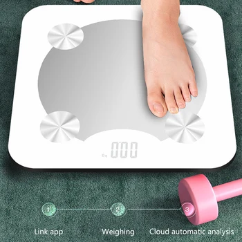 Умные весы Wi-Fi Подключение Весы для измерения жировых отложений Беспроводные цифровые весы для ванной комнаты 16 измерений Вес / Жировые отложения / ИМТ Фитнес