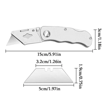 Универсальный нож Складной нож с алюминиевой пластиковой ручкой, карманный кабельный резак, лезвие для коврового ножа для тяжелых работ с замком, портативный набор