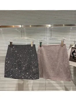 ХАЙ-СТРИТ, новейшая дизайнерская мини-юбка для подиума 2023, женская мини-юбка с блестящими стразами и бриллиантами, расшитая бисером