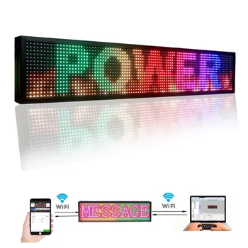 Цветная Вывеска WiFi LED RGB 100x20 см Со светодиодной панелью Высокого разрешения P10 и новой технологией SMD Со встроенным источником питания