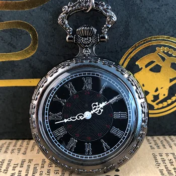 Черные Классические кварцевые карманные часы с римскими цифрами, популярные ювелирные изделия, Индивидуальное ожерелье, Кулон, Часы, Подарок мужчине Женщине