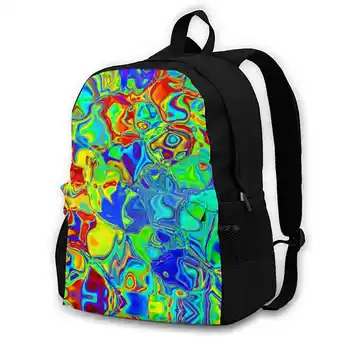 Школьные сумки Rave Mood для девочек-подростков, дорожные сумки для ноутбуков, текстура жидких звезд, отражение воды в стекле, Красочная радуга