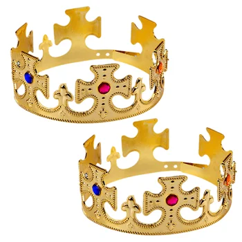 2 Предмета Королевская Корона для вечеринки на Хэллоуин, Короны для выпускного Вечера, Корона Принцессы, Корона Королевы, Пластиковое Покрытие, Корона Для Мужчин, Серебро