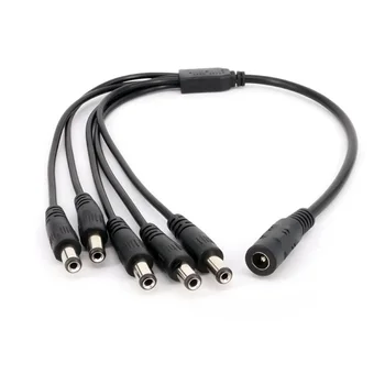 45-сантиметровые кабели-разветвители постоянного тока 1to5 черного цвета для источника питания 12/24 В, Макс.2A, диаметр проводов 4,5 / 2,6 мм